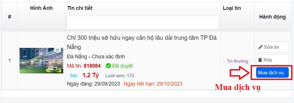 tìm mua dịch vụ tin đăng